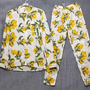 Antica Sartoria Women’s Shirt Pants Set L/XL Lemon Print Positano Italy